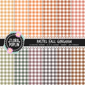 Pastel Fall Gingham Digital Paper, Fall Patterns, Autumn Digital Paper, Geometric Paper, Fall Papers, Checked Pattern, Commercial Use
