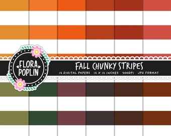 Fall Chunky Stripes Digital Paper, Fall Stripe Pattern, Horizontal Stripes, Stripe Pattern, Autumn Stripes, Seamless Pattern, Commercial Use