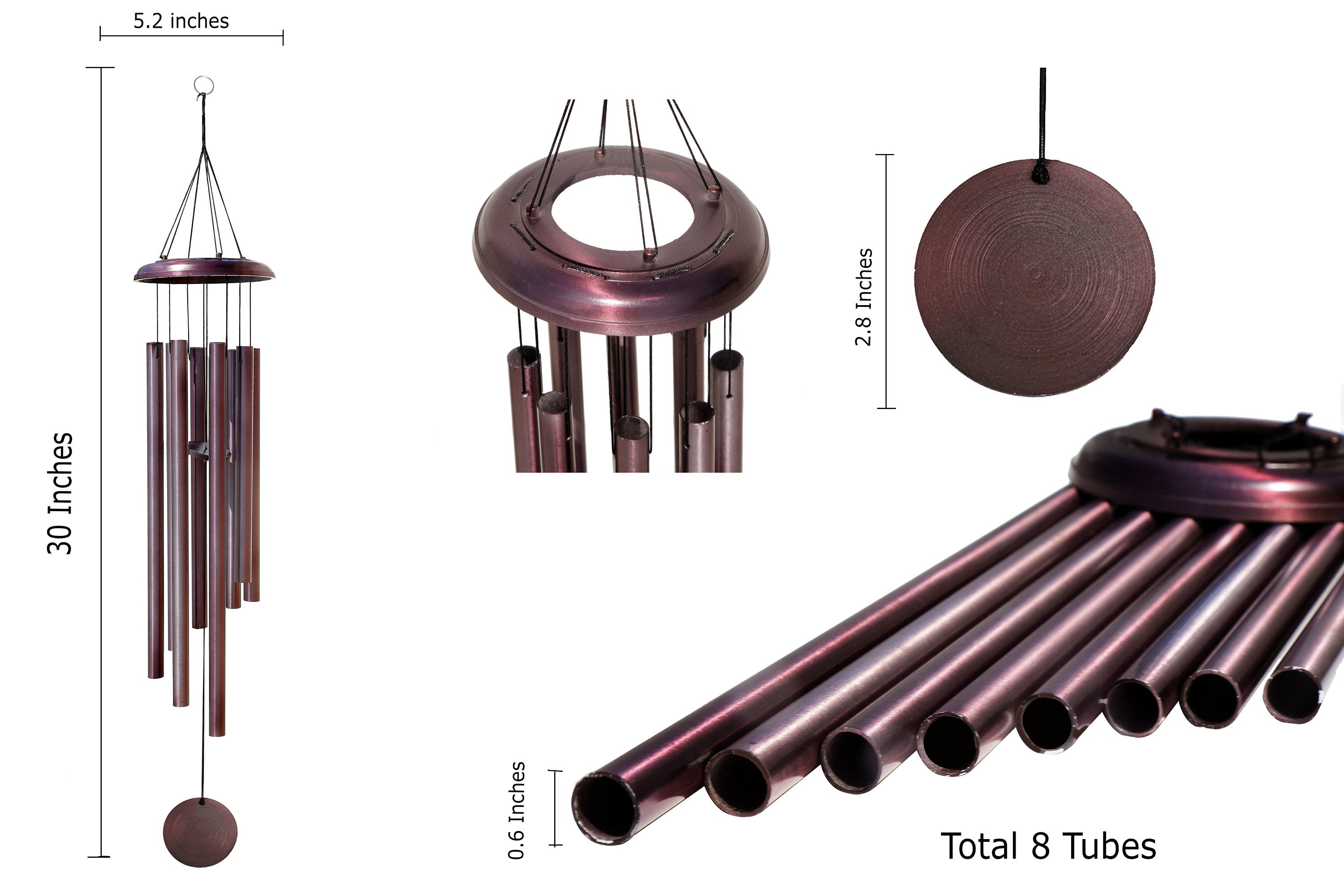 8 Metal Tubes bronze Wind Chimes for new home 30 Inches Etsy