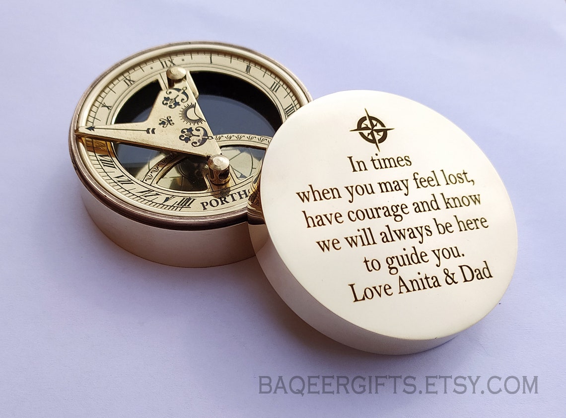 Personalized Compass with wooden box Creative custom gift Etsy