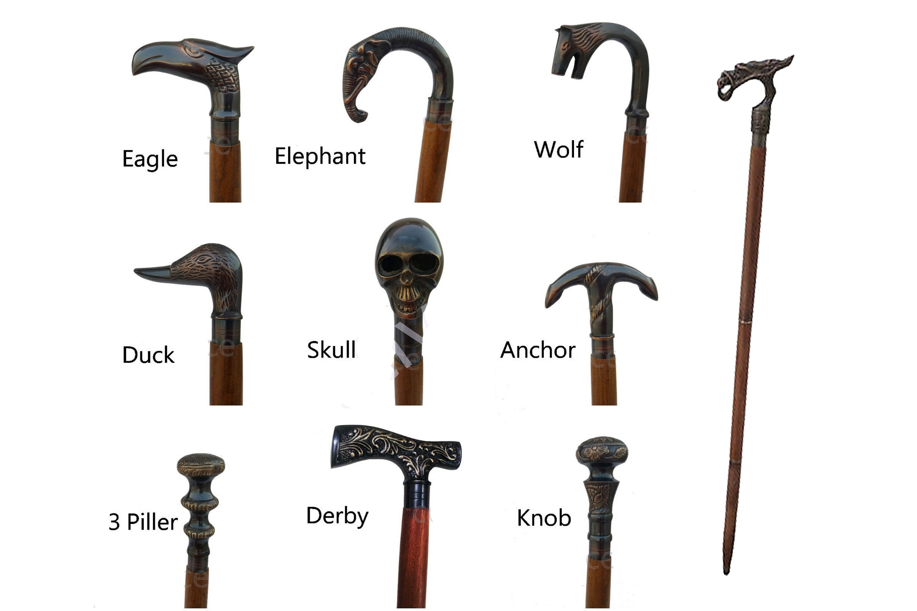 Heavy duty walking cane for men Antique style unique Handles Etsy