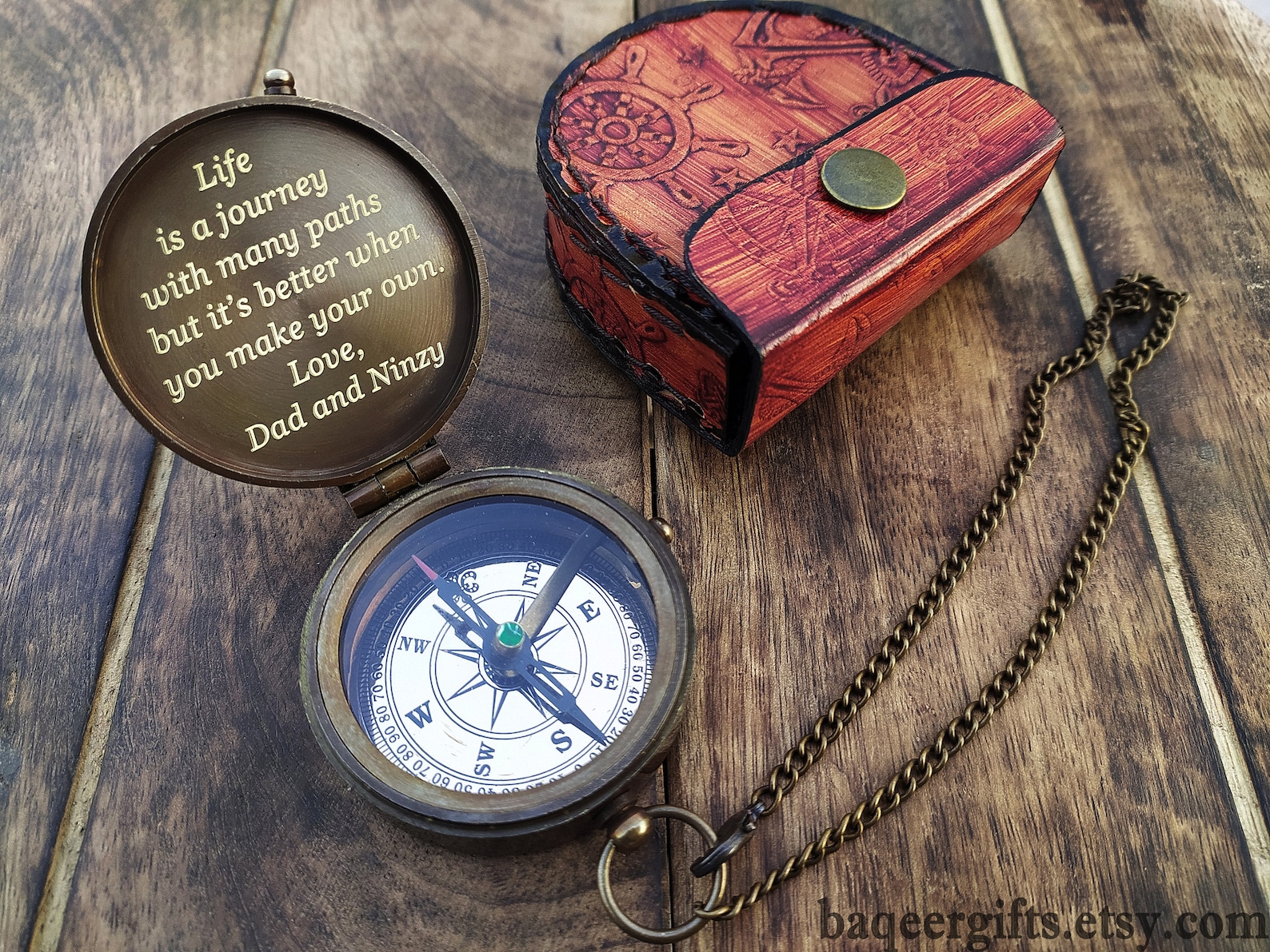 Engraved Nautical Compass Personalized Compass Mens Gift Etsy
