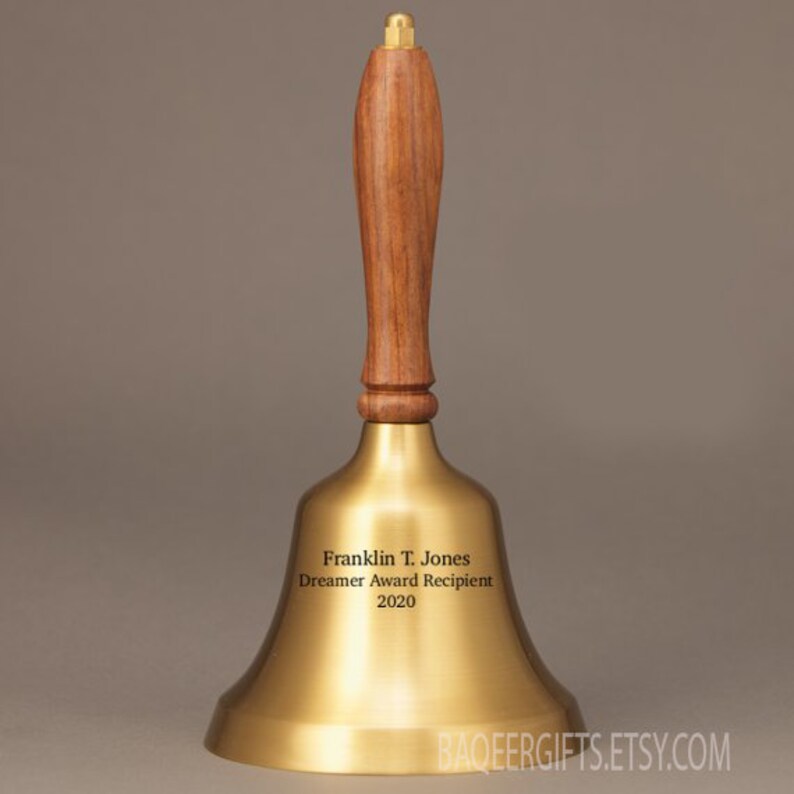 Engraved Hand Bell Bronze finish Large Brass Handbell Etsy