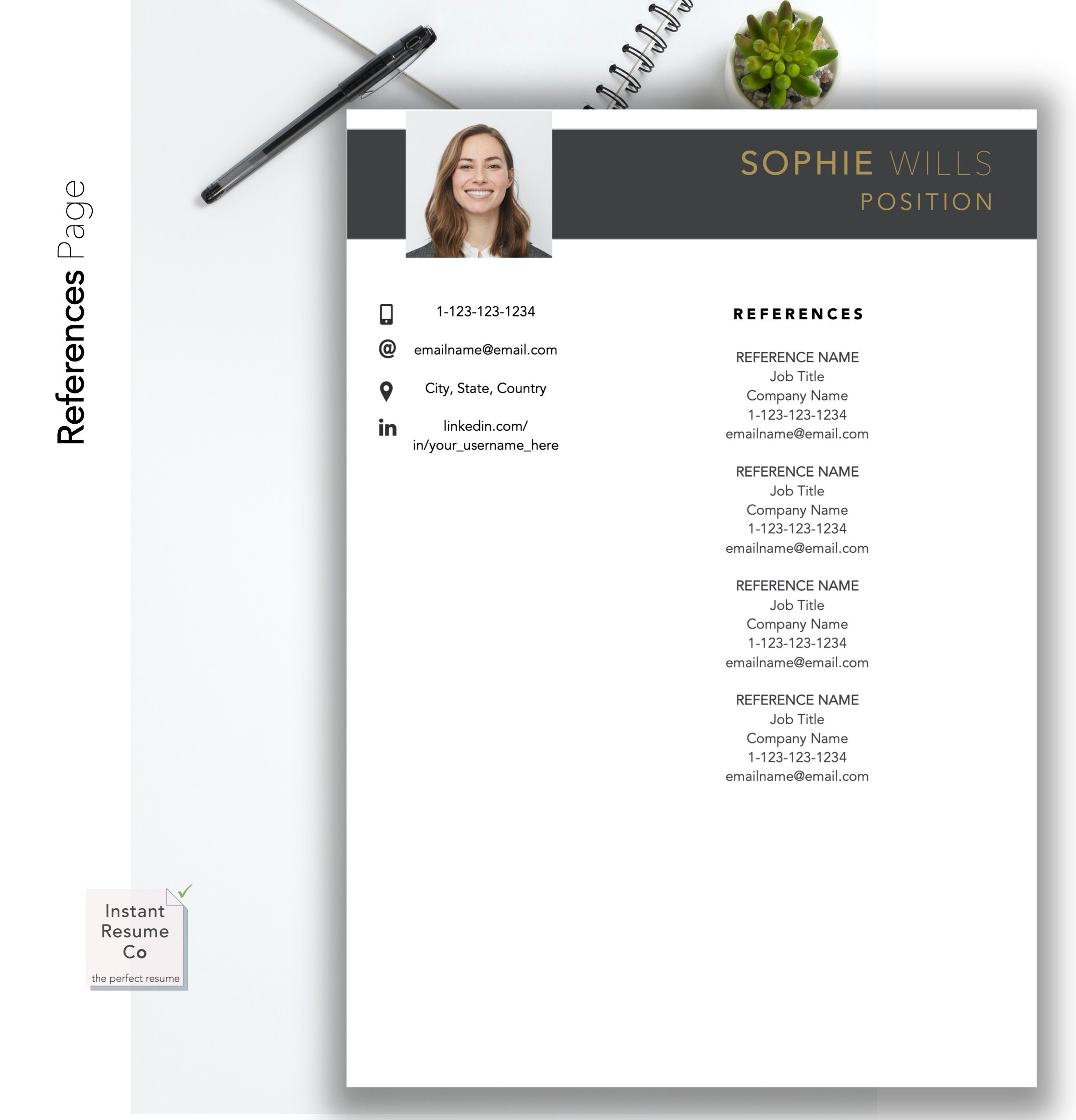 Resume template cv template for word 123 page resume cover etsy