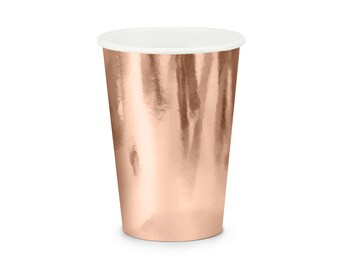 Becher, Pappbecher in roségold, 220ml Set aus 6