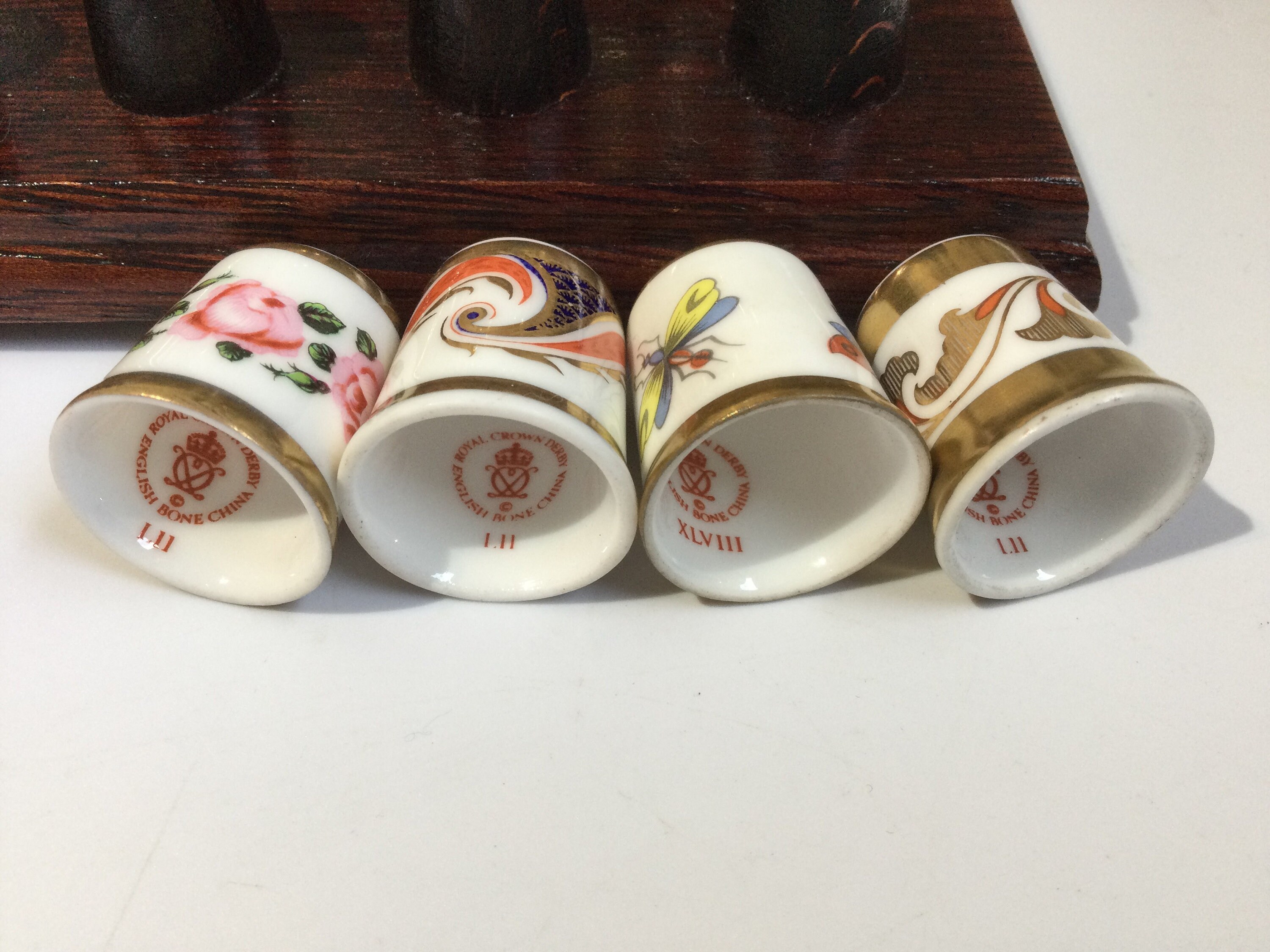 Royal Crown Derby 12 THIMBLES With STAND Etsy