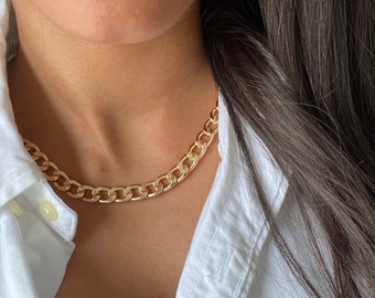 Curb Chain Necklace 18k Gold Plated Curb Necklace Chunky -  Norway