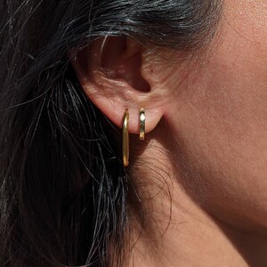 14K Gold Plated 925 Sterling Silver Gold Huggie Earrings | Gold Hoop | Small Hoop | Gold Huggies | Tiny Hoop | Cuff Earrings | Earring Stack