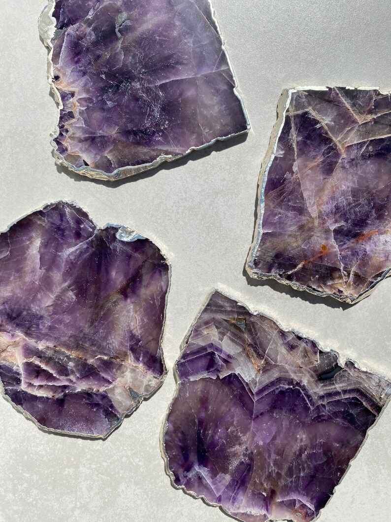 Luxury Coasters - Amethyst Crystal With Silver Edge (per Slice ...