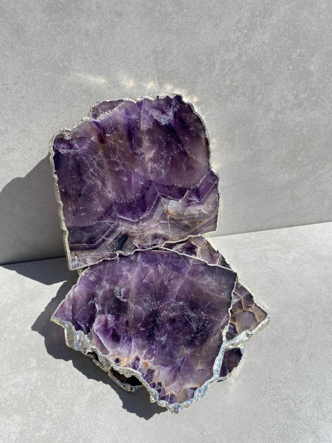 Luxury Coasters - Amethyst Crystal With Silver Edge (per Slice ...