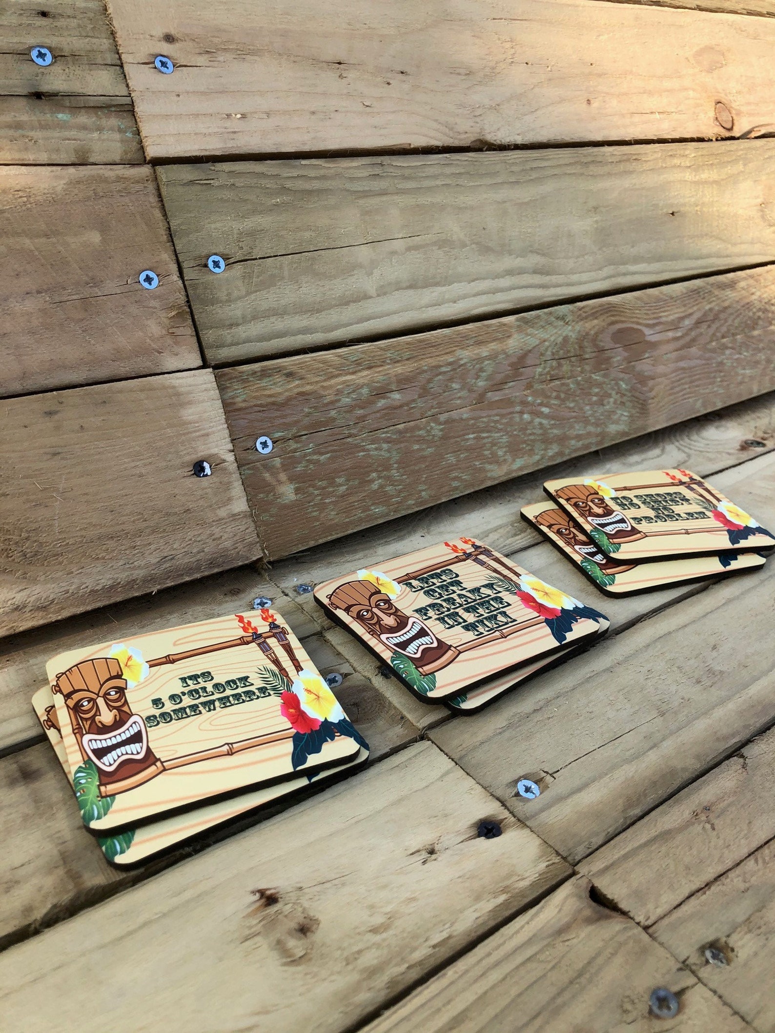 Custom Beer Mats 6 in a Pack / Tiki Bar Beer Mats / Home Bar Etsy UK