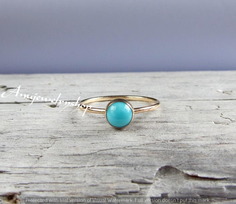 Tiny Turquoise Dainty Sterling Silver Ring,Gemstone Ring,14K Gold Filled Minimal Ring,Mothers Gift,December Birth Ring,Gift For Her