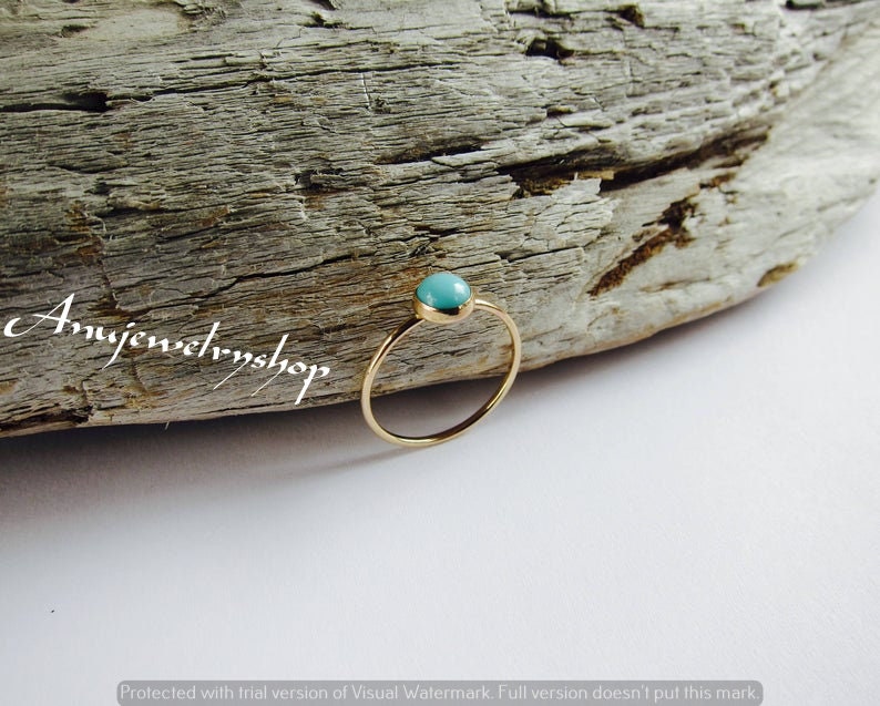 Tiny Turquoise Dainty Sterling Silver Ring,Gemstone Ring,14K Gold Filled Minimal Ring,Mothers Gift,December Birth Ring,Gift For Her