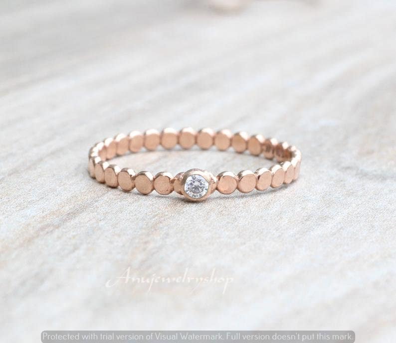 14k Rose Gold Filled Ring,Cubic Zircon Ring,Stack Unique Ring,Gemstone Ring,Engagement Ring,White Stone Ring,Midi Rings,Gift For Her