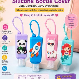 かわいいシリコン製消毒液ボトルキーホルダー｜詰め替え可能なトラベルボトル｜液漏れ防止ハンドソープ＆ローションホルダー｜BPAフリー