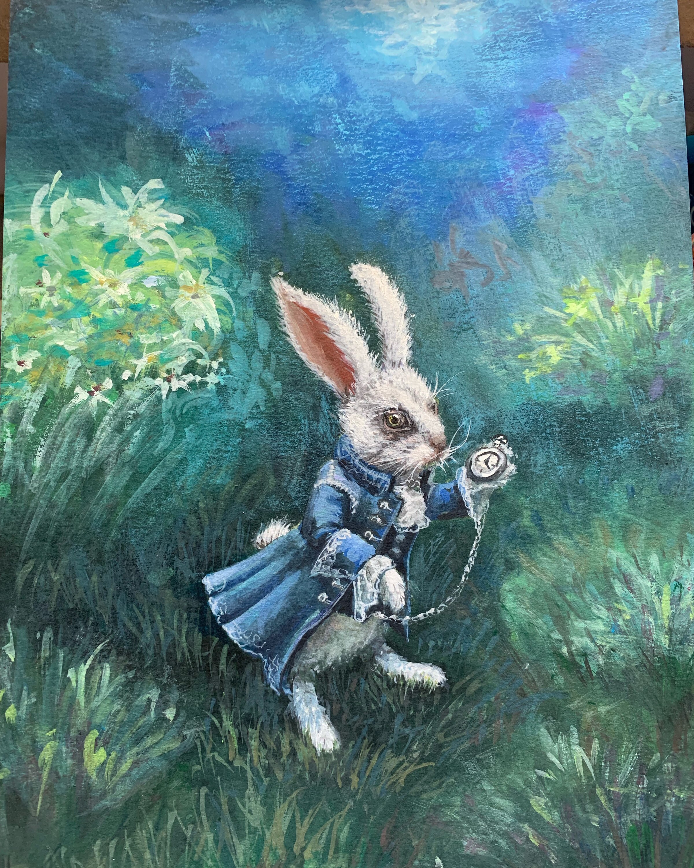Hase nach Alice im Wunderland Gouache Aquarellpapier | Etsy