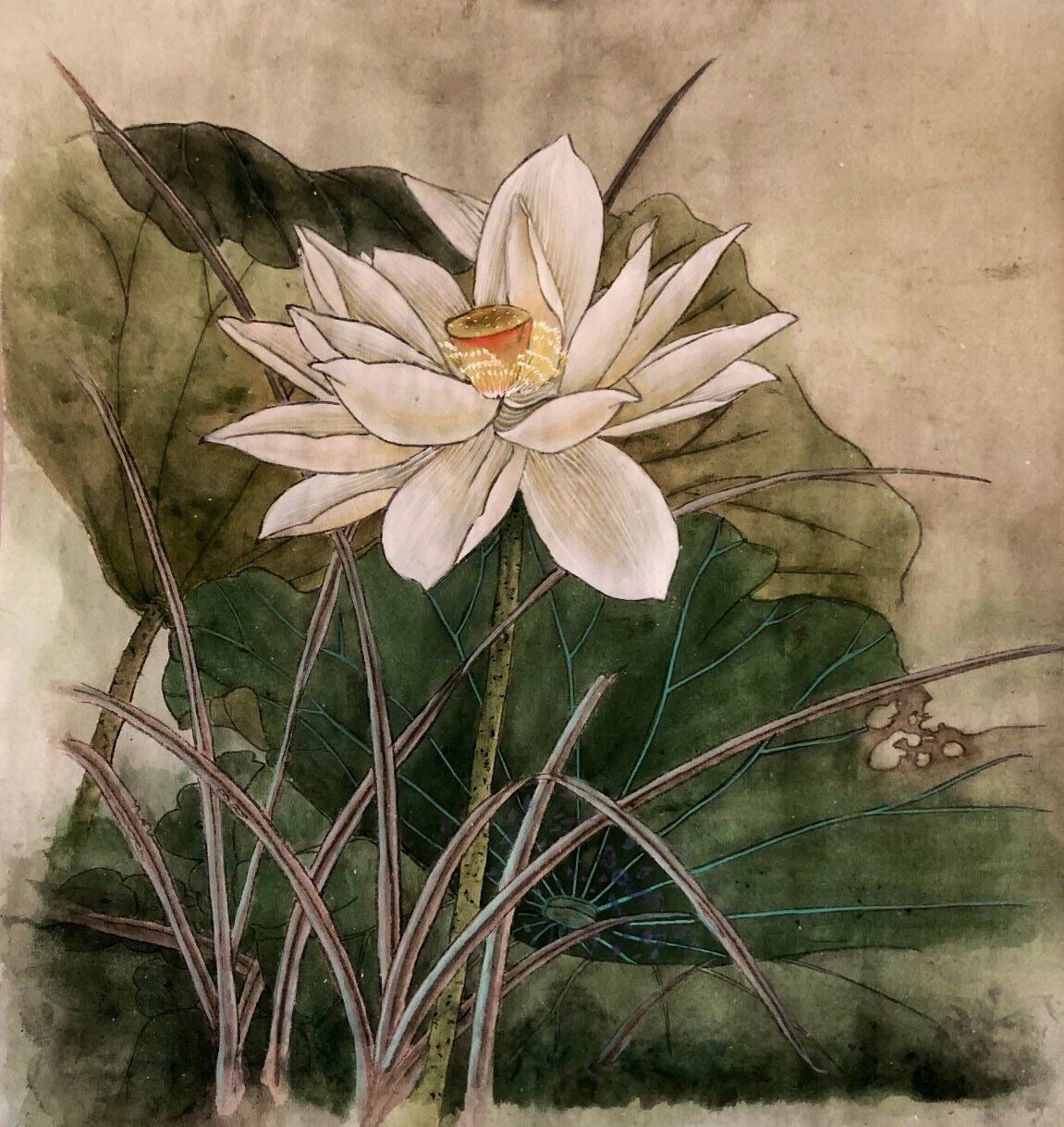 White Lotus Flowers Padma Original Watercolor Painting Etsy