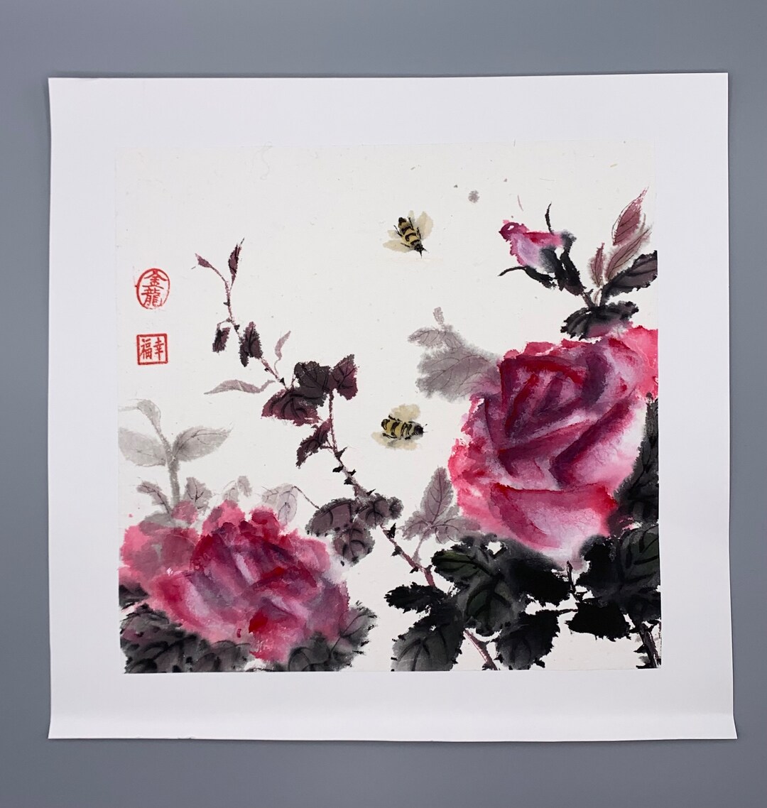 Розы Aquarell китайская акварель тушь рисовая бумага - Etsy