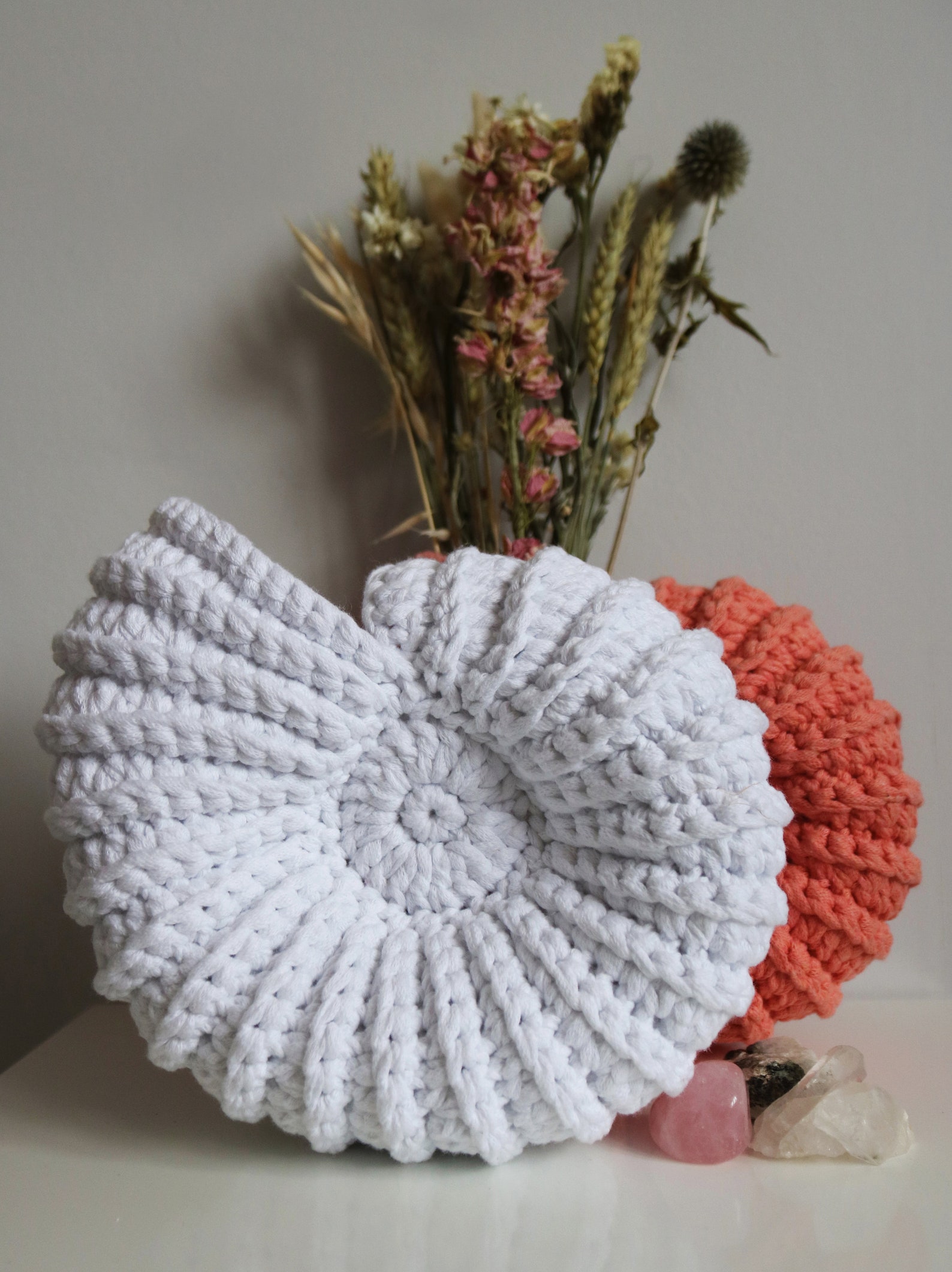 mint decor orange beach al Custom crochet ammonite shell basket home bathroom decor