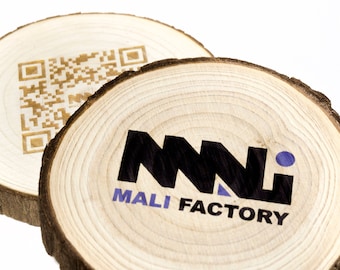Disco di legno con Incisione del tuo QR CODE - Logo  - Ristoranti - Bar B&B - Hotel - PUB Segnaposto - Menù - Completamente Personalizzabile