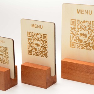 QR Code MIX Wood Rovere con Incisione - Scansionabili Menu - Ristoranti - B&B - Hotel - PUB Segnaposto - Completamente Personalizzabile