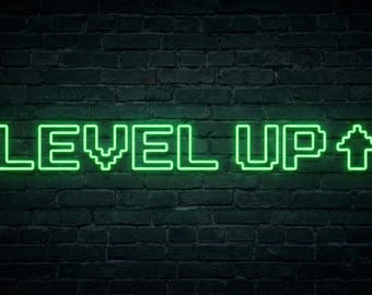 Level Up – Die Gaming-Höhle – Individuelle LED-Neonreklame – Moderne Lichtdekoration für Zuhause, Bar und Geschäft | Neon Art Line