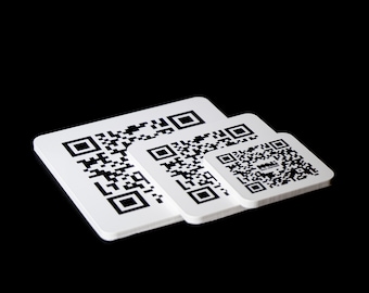 QR Code Flat Plexiglass Bianco Quadrato - Scansionabili Menu Ristoranti - Bar - B&B - Hotel - PUB Segnaposto Completamente Personalizzabile