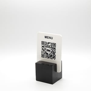 QR-Code MIX Holz Schwarz + Plexiglas mit Druck – Scanbare Menüs – Restaurants – Bar Hotel PUB Tischkarte – vollständig anpassbar