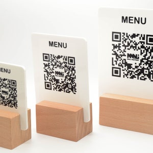 QR-code MIX Hout + plexiglas met print - Scanbare menu's - Restaurants - Bars - Hotels - PUB-plaatskaarten - Volledig aanpasbaar