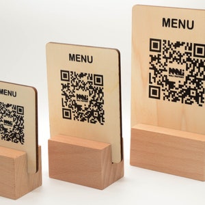 QR Code MIX Wood with Print - Scannable Menus - Restaurants - Bars - B&B - Hotels - PUB Placeholder - Fully Customizable