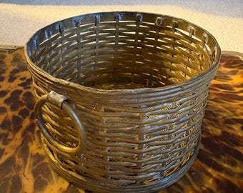 Cesta/maceta francesa vintage de alambre tejido