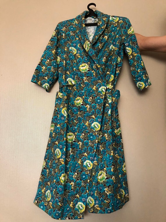 Soviet bath robe, floral robe, Russian bath robe,