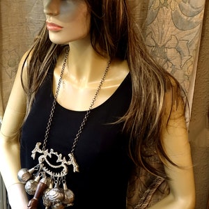 Antique vintage silver RAGASTENS BALANGANDAN NECKLACE