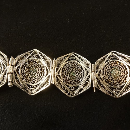 Vintage Egytian Silver shops SCARAB BEETLE BRACELET