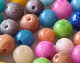 100 Mashan Jade Gemstone Beads for Stringing, Mixed Assortment, 4 mm Round, Jewelry Making DIY