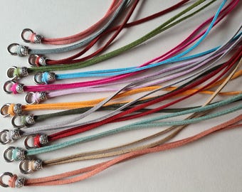 Velour cord necklace charm necklace with pendant eyelet for charm in many different colors