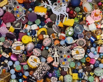 50g assorted colorful beads, 6-20 mm, bead set for stringing, jewelry making DIY