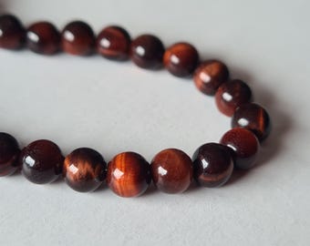 Tiger's eye gemstone bead strand, 4 mm round brown, approx. 45 beads, necklace, bracelet, jewelry making, DIY