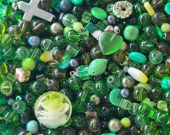 50g Mixed Green Glass Beads, 4-12 mm, Jewelry Making DIY Craft Beads for Stringing