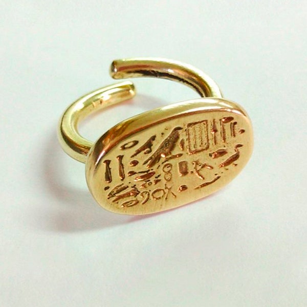 Hieroglyphe Ring, ägyptischer Ring, altes Ägypten, Antiker Schmuck, Hieroglyphe Schmuck, Ägypten Schmuck, historischer Schmuck, goldener Ring