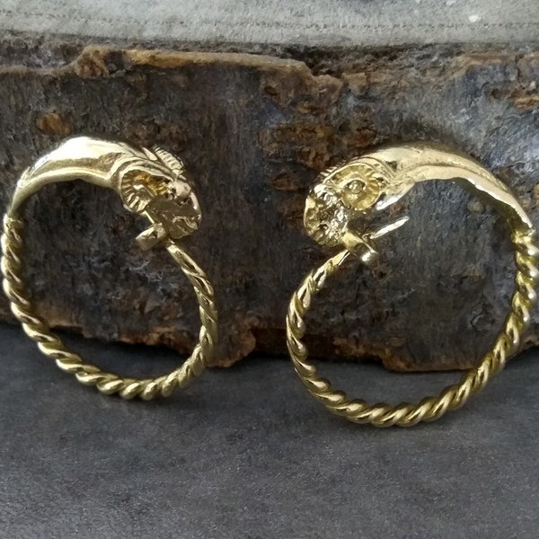 Boucles d'oreilles de la Grèce antique, bijoux grecs anciens, boucle d'oreille bélier, bijoux de la Grèce antique, boucles d'oreilles de la Grèce antique, bijoux historiques, reconstitution