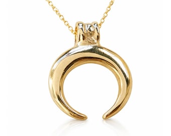Brass Lunula Amulet, Ancient Roman Crescent Moon Pendant