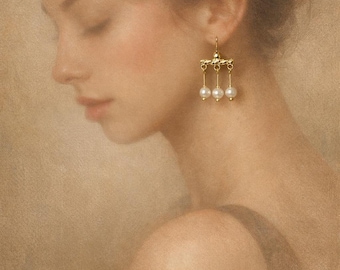 Pendientes de perlas de Crotalia romana: joyería antigua, Pompeya, Herculano, ganchos hipoalergénicos