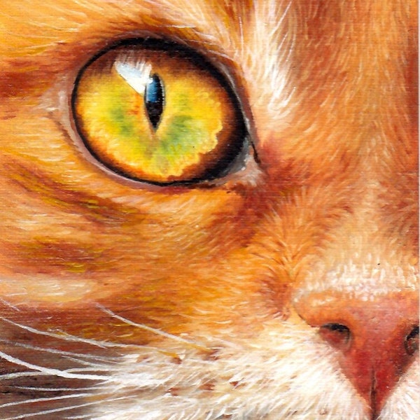 tabby ginger cat portrait aceo print from an original su-art miniature oil painting