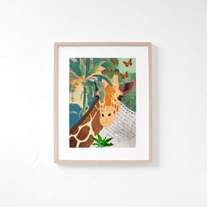 Original ilustración digital con jirafa , Arte digital, Collage, Decoración, Arte con animales, Collages digitales, Cartas de la Sabana