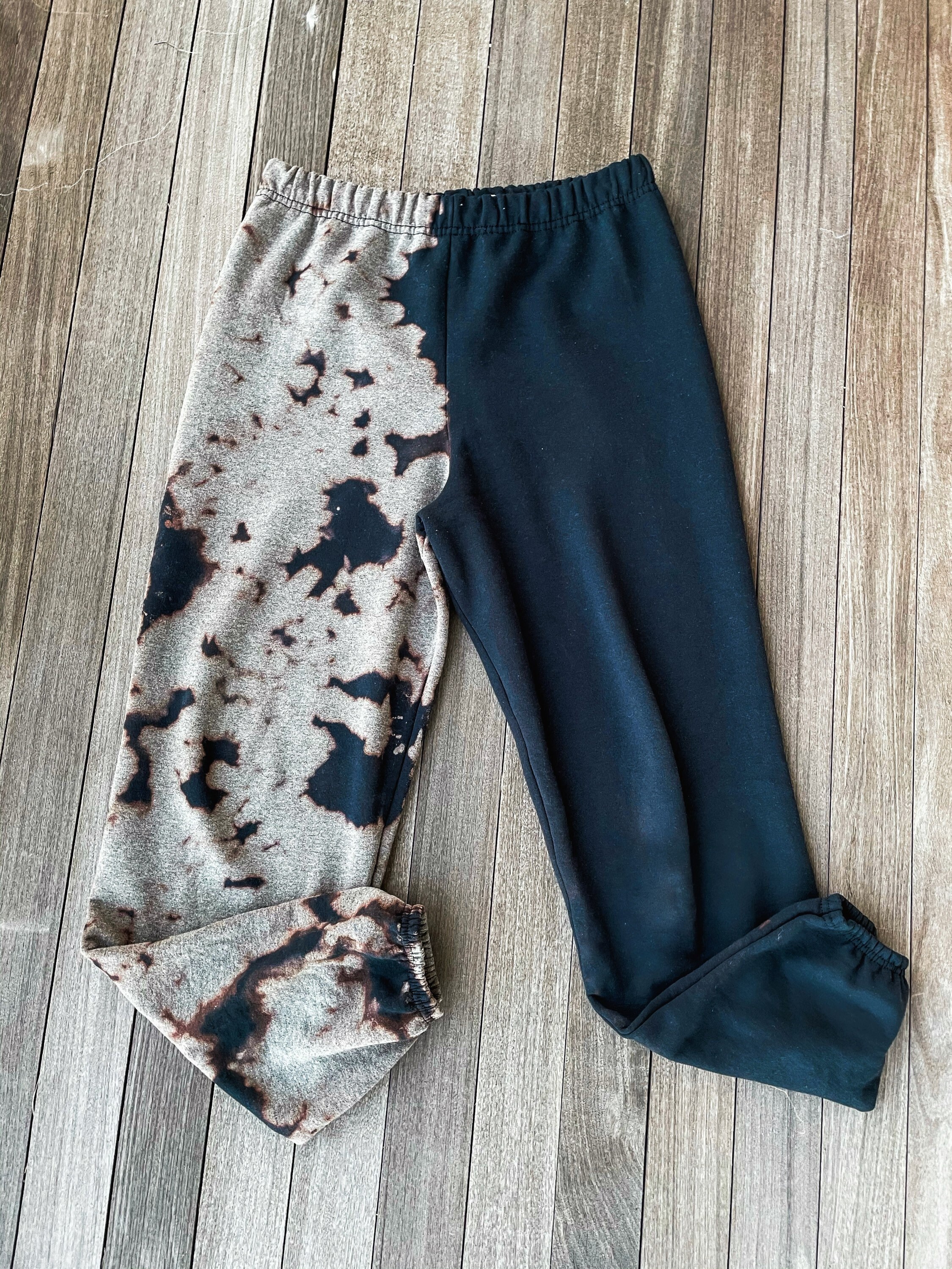 Reverse Tie Dye Sweatpants one Leg 