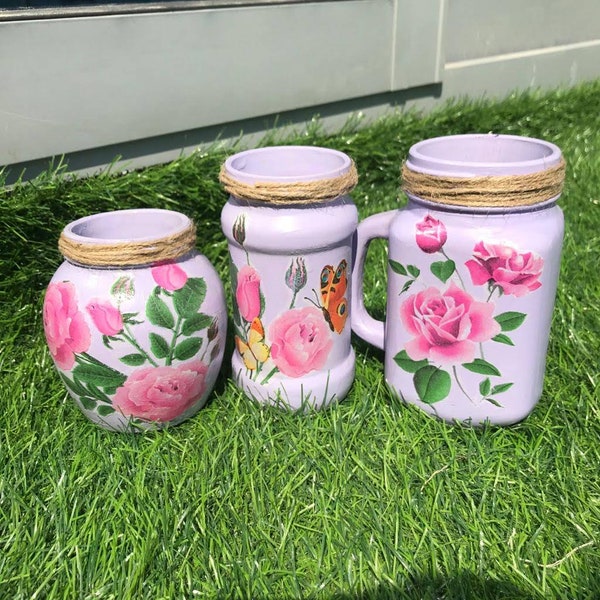 Decoupage Glass Jar Etsy