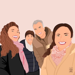 Family portrait, family gift, custom family portrait, personalized portrait, portrait from photo, digital portrait, ideal gift, family gifts