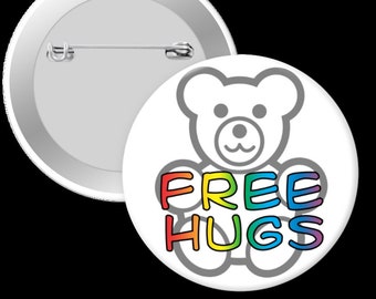 Free Hugs - 2.25in Pinback button, Magnet or Keychain