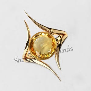 Citrine Ring: 925 Sterling Silver Gold Plated Gemstone